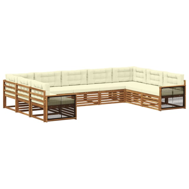 vidaXL Outdoor-Sofagarnitur 9 Stk Natur und Creme Massivholz Akazie 3383833