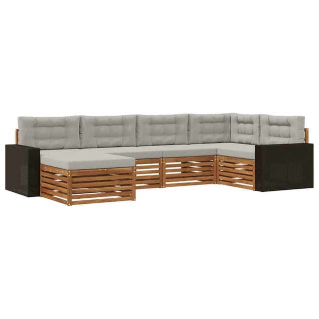 vidaXL Outdoor-Sofagarnitur mit Kissen 6 Stk Natur und Hellgrau 3383574