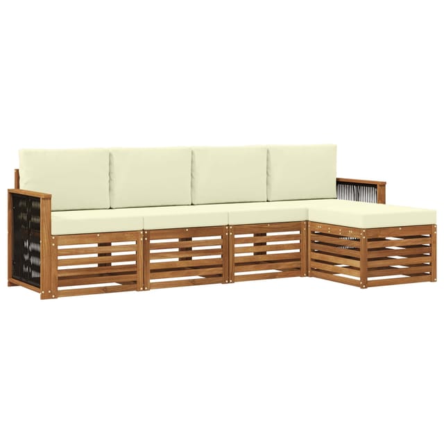 vidaXL Outdoor-Sofagarnitur mit Kissen 5 Stk Natur und Creme 3384231