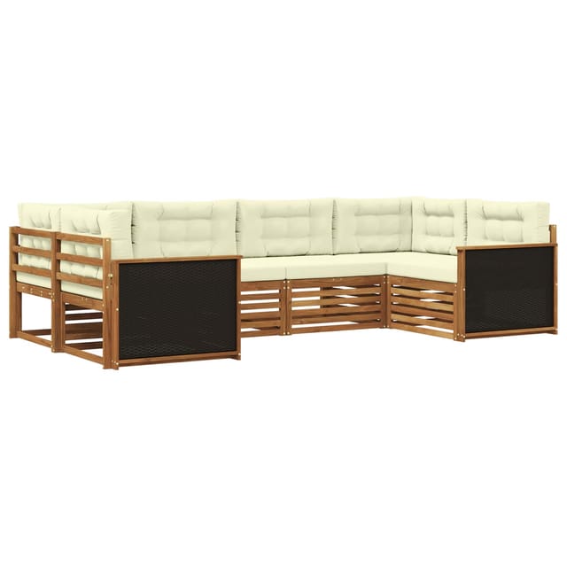 vidaXL Outdoor-Sofagarnitur mit Kissen 6 Stk Natur und Creme 3383763