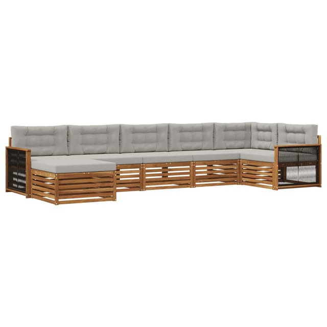 vidaXL Outdoor-Sofagarnitur mit Kissen 7 Stk Natur und Hellgrau 3383624