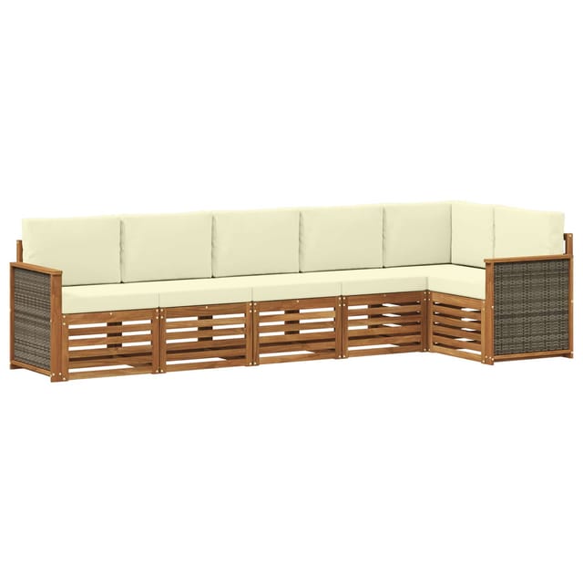 vidaXL Ecksofa Set mit Kissen 5 Stk Natur und Creme 3384406