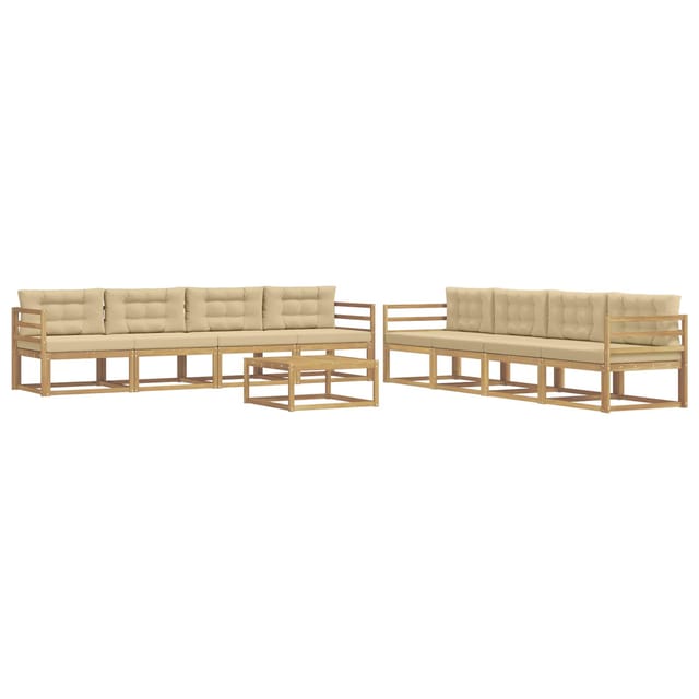 vidaXL Outdoor-Sofagarnitur 9 Stk Weiß und Beige 79 x 79 x 37 cm 3386222