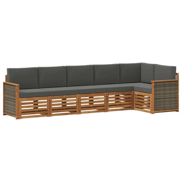 vidaXL Ecksofa Set mit Kissen 5 Stk Natur und Anthrazit 3384408