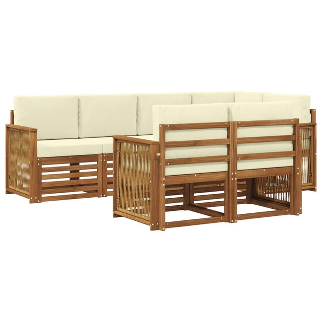 vidaXL Ecksofa Set mit Kissen 6 Stk Natur und Creme 3384476