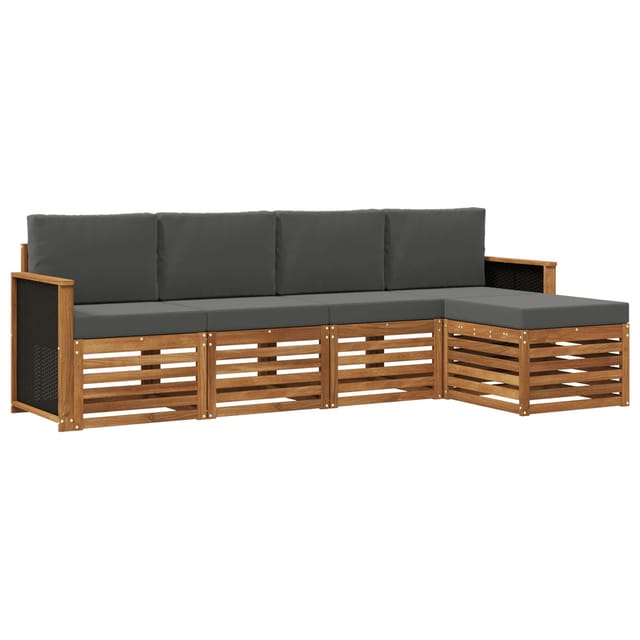 vidaXL Outdoor-Sofagarnitur mit Kissen 5 Stk Natur und Anthrazit 3384223