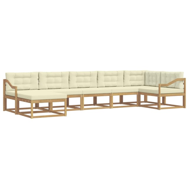 vidaXL Outdoor-Sofagarnitur mit Kissen 7 Stk Weiß und Creme 3386774