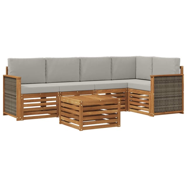 vidaXL Ecksofa Set mit Kissen 5 Stk Natur und Hellgrau 3384377