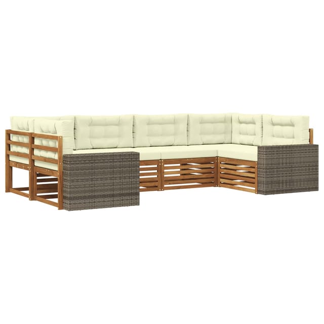 vidaXL Outdoor-Sofagarnitur mit Kissen 6 Stk Natur und Creme 3383788