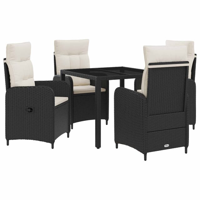 vidaXL Outdoortisch-Set 5 Stk Schwarz und Cremeweiß 90 x 90 x 75 cm 3422295