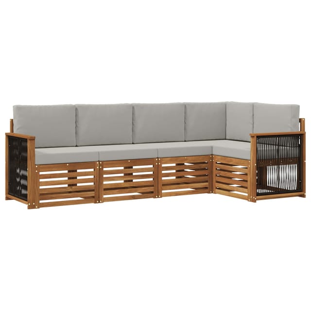 vidaXL Ecksofa Set mit Kissen 4 Stk Natur und Hellgrau 3384352