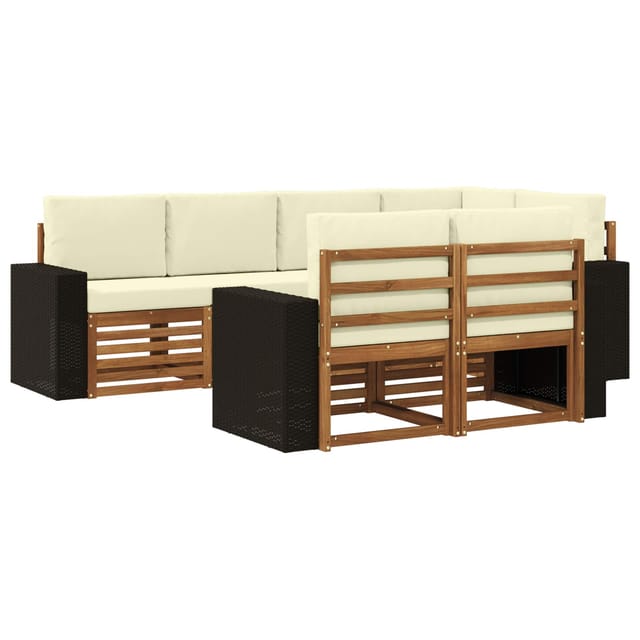 vidaXL Ecksofa Set mit Kissen 7 Stk Natur und Creme 3384481