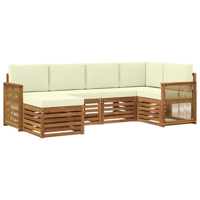 vidaXL Ecksofa Set mit Kissen 5 Stk Natur und Creme 3384566