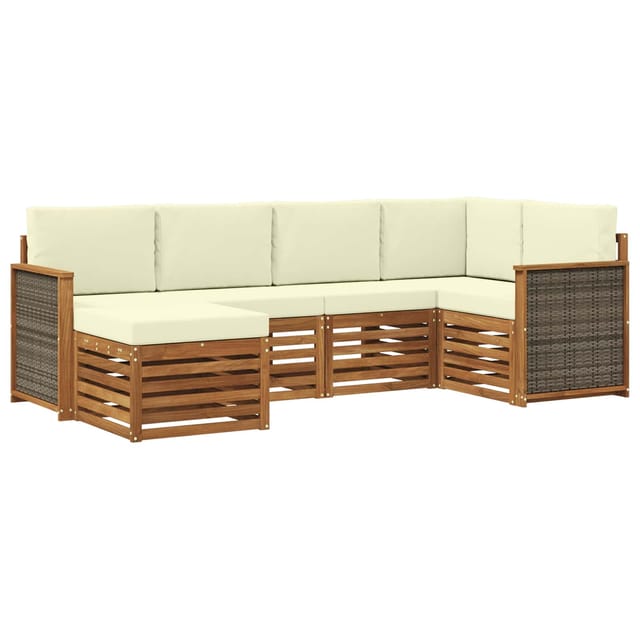 vidaXL Ecksofa Set mit Kissen 5 Stk Natur und Creme 3384556