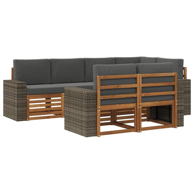 vidaXL Ecksofa Set mit Kissen 7 Stk Natur und Anthrazit 3384488