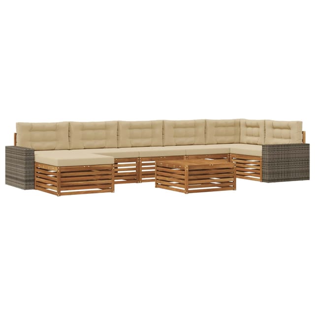 vidaXL Outdoor-Sofagarnitur mit Kissen 8 Stk Natur und Beige 3383671