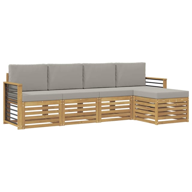vidaXL Outdoor-Sofagarnitur 5 Stk Weiß und Hellgrau 3391686