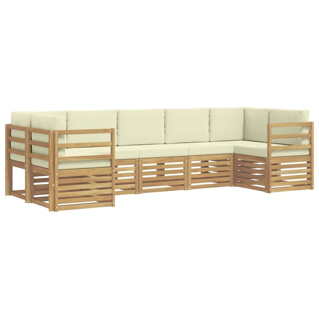 vidaXL Ecksofa Set mit Kissen 7 Stk Weiß und Creme Polyester 3392415
