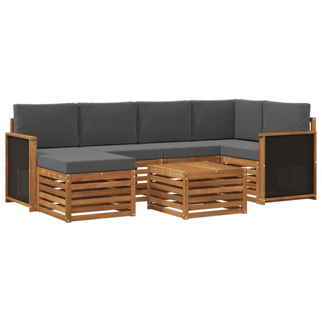vidaXL Ecksofa Set mit Kissen 6 Stk Natur und Anthrazit 3384583