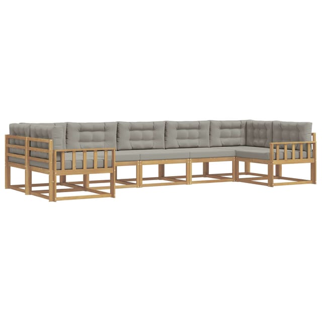vidaXL Outdoor-Sofagarnitur mit Kissen 7 Stk Weiß und Hellgrau 3386965