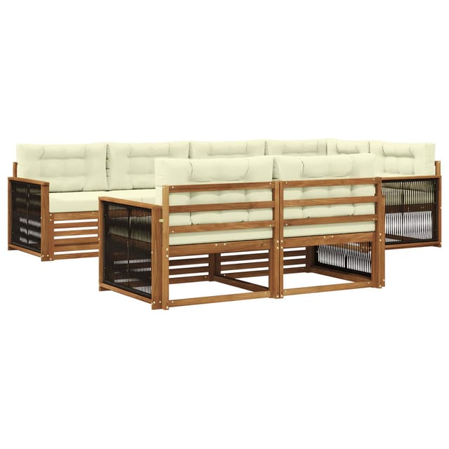 vidaXL Outdoor-Sofagarnitur mit Kissen 7 Stk Natur und Creme 3383473
