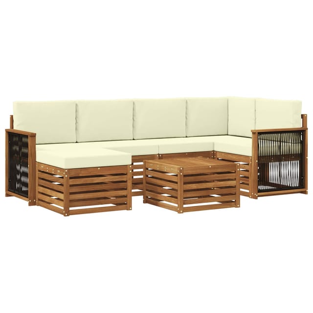 vidaXL Ecksofa Set mit Kissen 6 Stk Natur und Creme 3384591