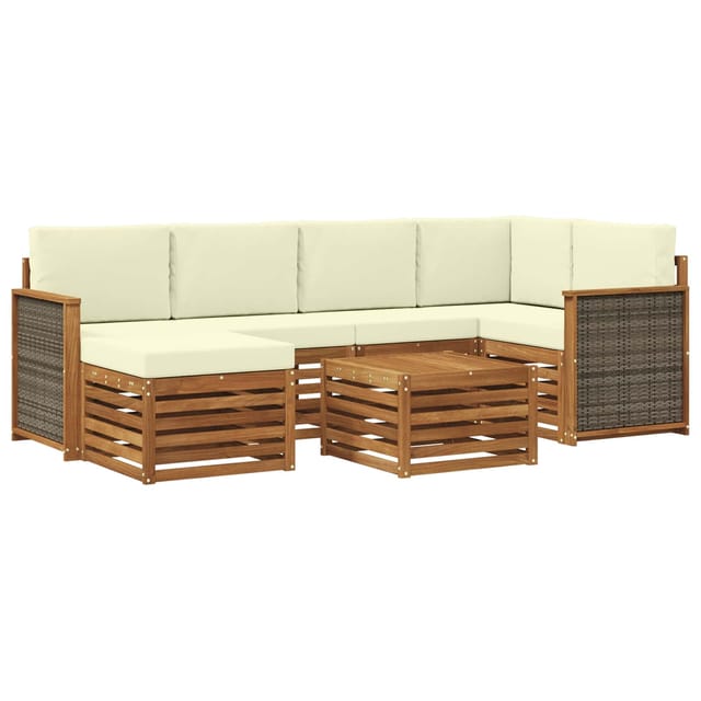 vidaXL Ecksofa Set mit Kissen 6 Stk Natur und Creme 3384586