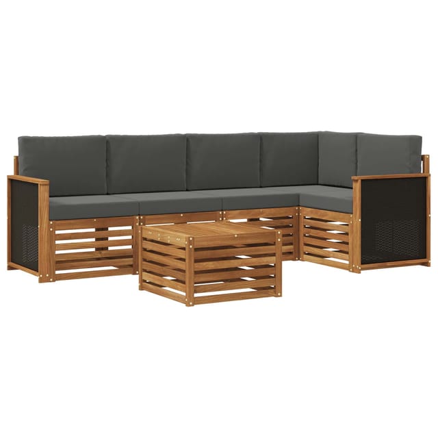 vidaXL Ecksofa Set mit Kissen 5 Stk Natur und Anthrazit 3384373