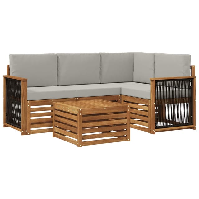 vidaXL Outdoor-Sofagarnitur 5 Stk Natur und Hellgrau 3384322