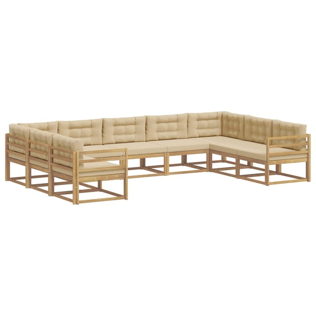 vidaXL Outdoor-Sofagarnitur mit Kissen 9 Stk Weiß und Beige 3387022