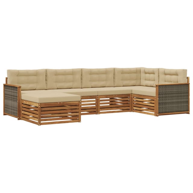 vidaXL Outdoor-Sofagarnitur mit Kissen 6 Stk Natur und Beige 3383561