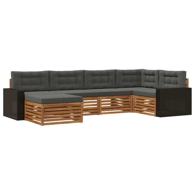 vidaXL Outdoor-Sofagarnitur mit Kissen 6 Stk Natur und Anthrazit 3383575