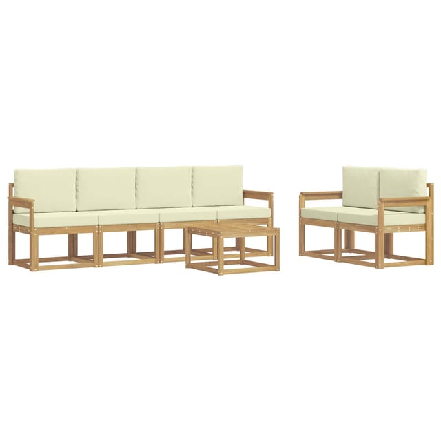 vidaXL Outdoor-Sofagarnitur mit Kissen 7 Stk Weiß und Creme 3387269