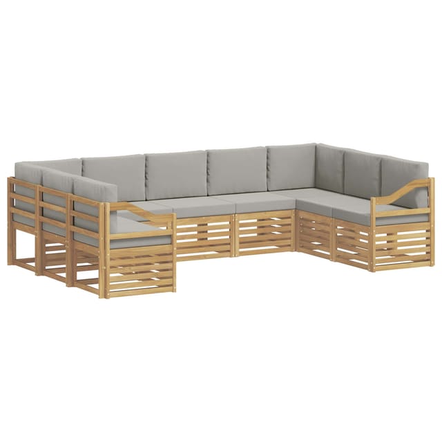vidaXL Ecksofa Set 9 Stk Weiß und Hellgrau 304 x 185,5 x 73 cm 3392521