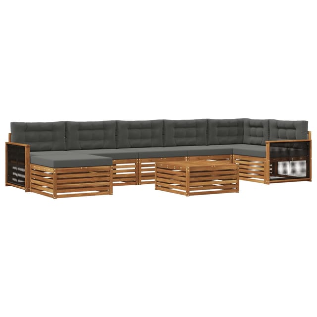 vidaXL Outdoor-Sofagarnitur mit Kissen 8 Stk Natur und Anthrazit 3383655