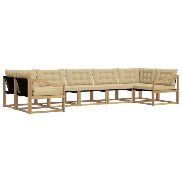 vidaXL Outdoor-Sofagarnitur mit Kissen 7 Stk Weiß und Beige 3389055