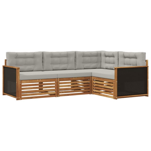 vidaXL Outdoor-Sofagarnitur 4 Stk Natur und Hellgrau 3383284