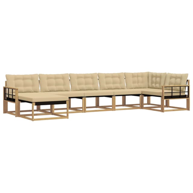 vidaXL Outdoor-Sofagarnitur mit Kissen 7 Stk Weiß und Beige 3388907