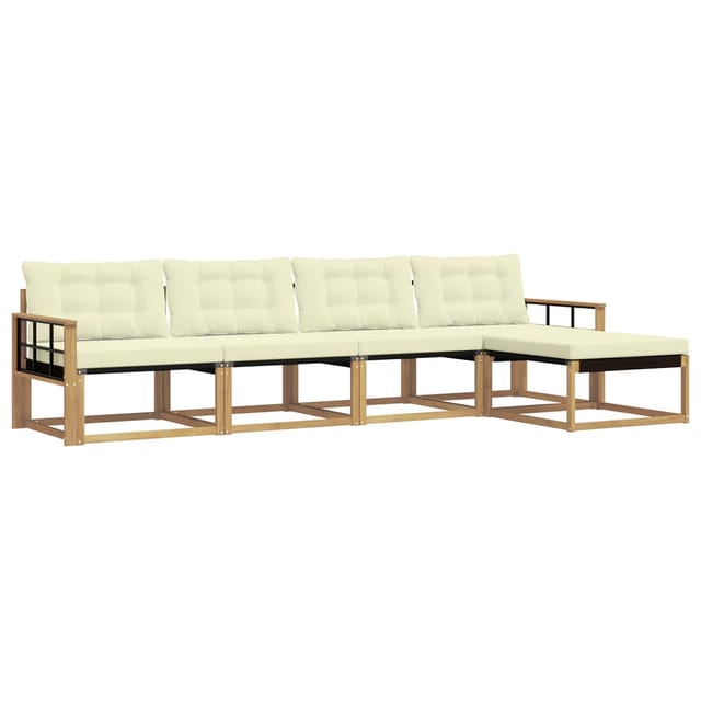 vidaXL Outdoor-Sofagarnitur mit Kissen 5 Stk Weiß und Creme 3388592