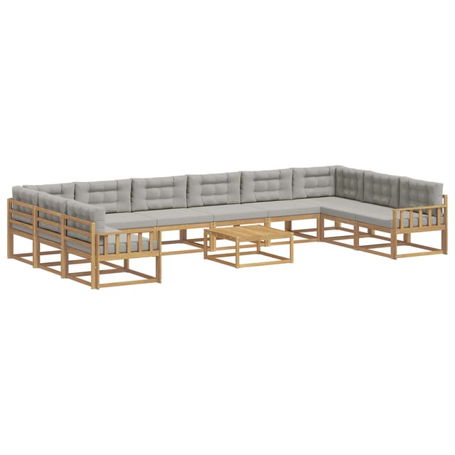 vidaXL Outdoor-Sofagarnitur mit Kissen 11 Stk Weiß und Hellgrau 3387135