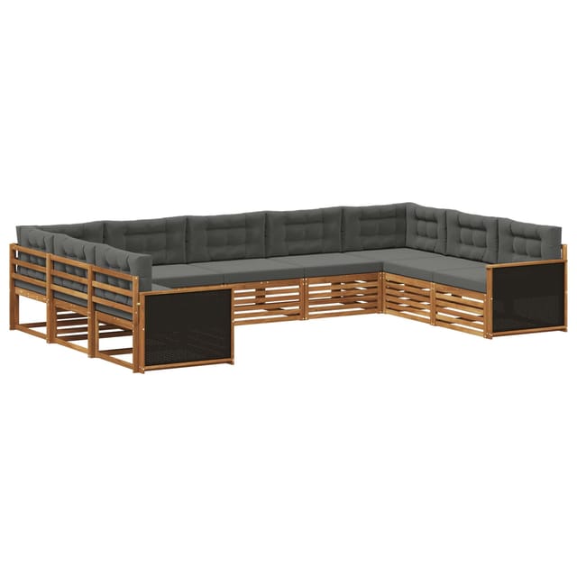 vidaXL Outdoor-Sofagarnitur mit Kissen 9 Stk Natur und Anthrazit 3383825