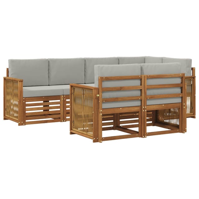 vidaXL Ecksofa Set mit Kissen 6 Stk Natur und Hellgrau 3384477