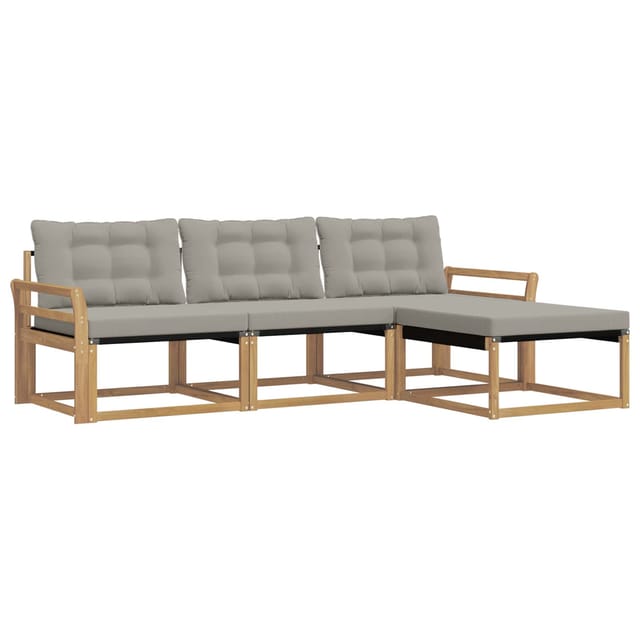 vidaXL Outdoor-Sofagarnitur mit Kissen 4 Stk Weiß und Hellgrau 3388565