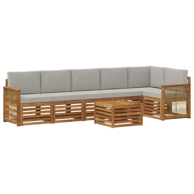 vidaXL Ecksofa Set mit Kissen 6 Stk Natur und Hellgrau 3384447