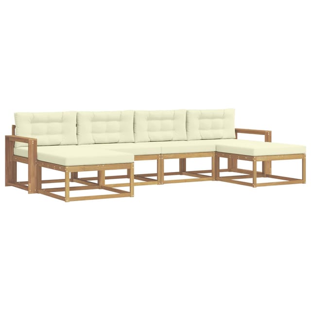 vidaXL Outdoor-Sofagarnitur mit Kissen 6 Stk Weiß und Creme 3386834