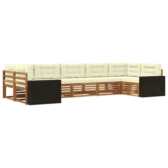 vidaXL Outdoor-Sofagarnitur mit Kissen 7 Stk Natur und Creme 3383813