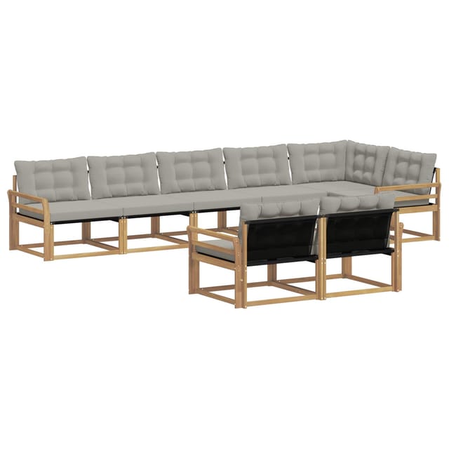 vidaXL Outdoor-Sofagarnitur mit Kissen 8 Stk Weiß und Hellgrau 3388805