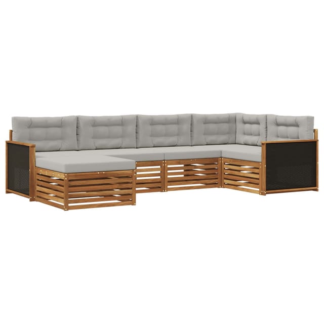 vidaXL Outdoor-Sofagarnitur mit Kissen 6 Stk Natur und Hellgrau 3383554