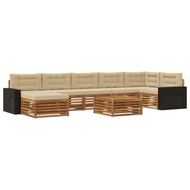 vidaXL Outdoor-Sofagarnitur mit Kissen 8 Stk Natur und Beige 3383666