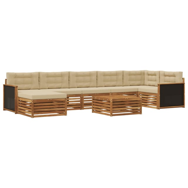 vidaXL Outdoor-Sofagarnitur mit Kissen 8 Stk Natur und Beige 3383646
